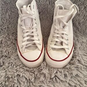 Converse White and Red High-Top Sneakers